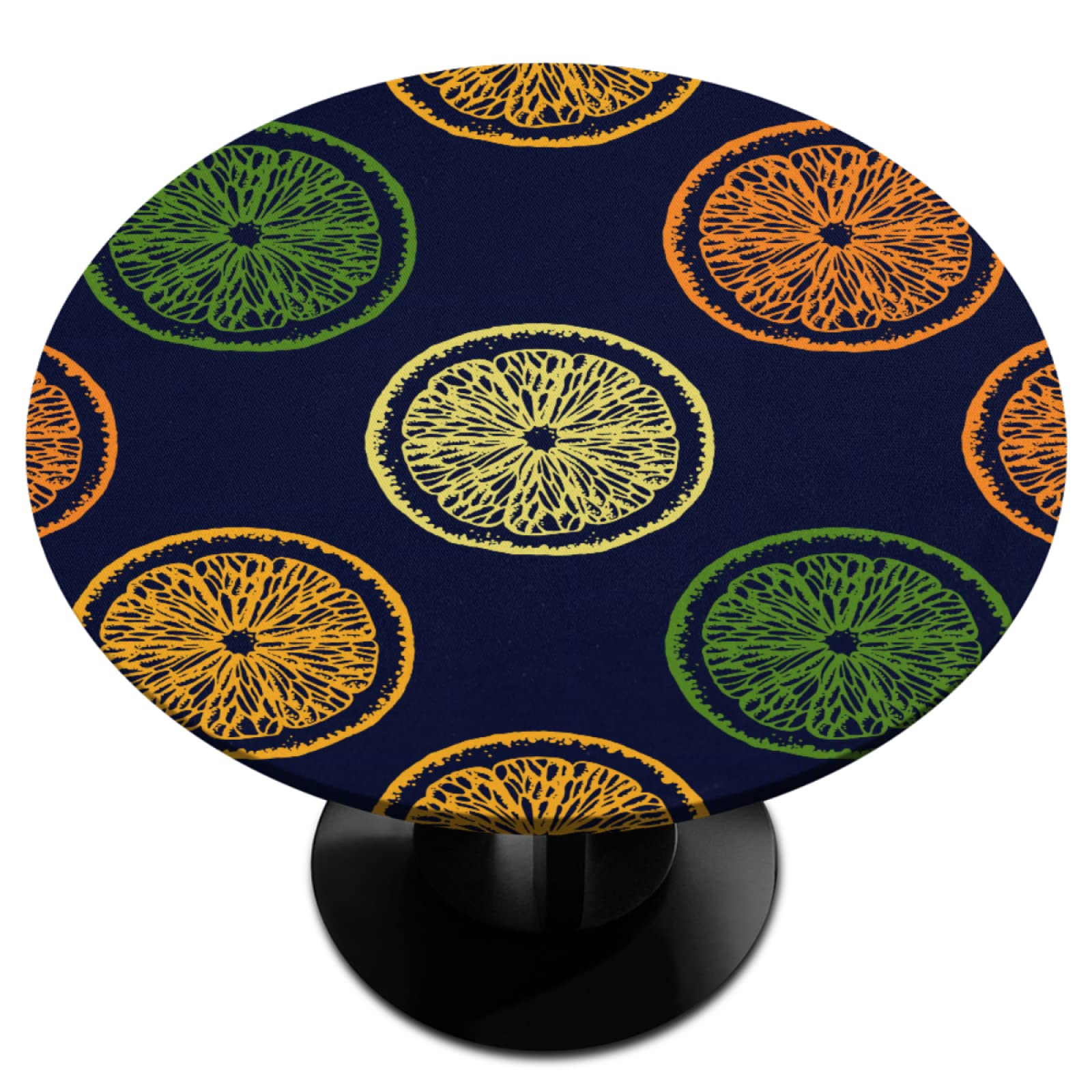 Fantasy Citrus Slices Waterproof Vinyl Tablecloth - Elastic Edged Fitted Cover for 45