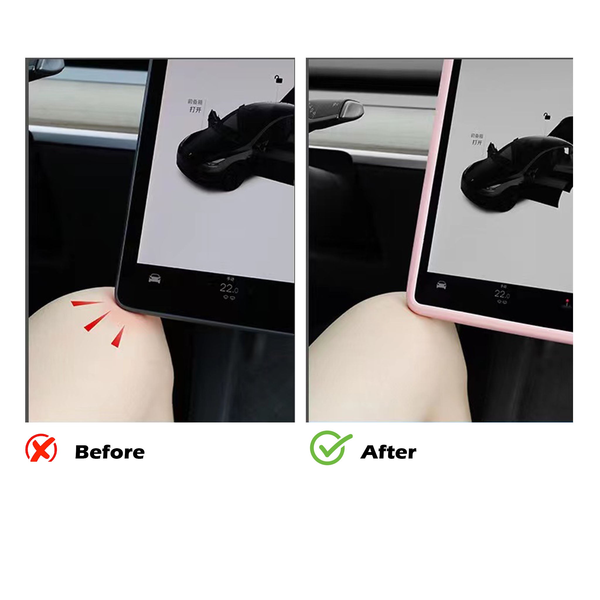 Premium Silicone Screen & Rearview Mirror Frame Protector for Tesla Model 3 & Y – Scratch & Impact Resistant – Perfect for Daily Driving & Road Trips