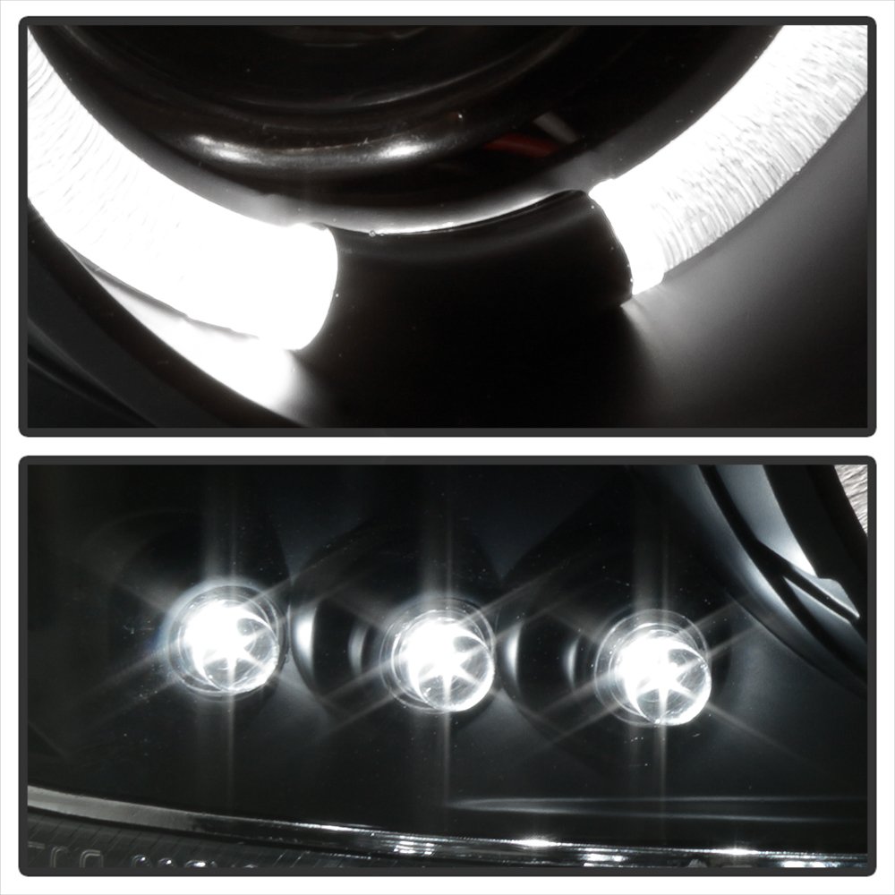 GMC Sierra 1500 2500 3500 LED Halo Headlights (1999-2006) - Black/Clear Lens - High Performance DRL Projector Lights for Night Driving & Off-Road Adventures