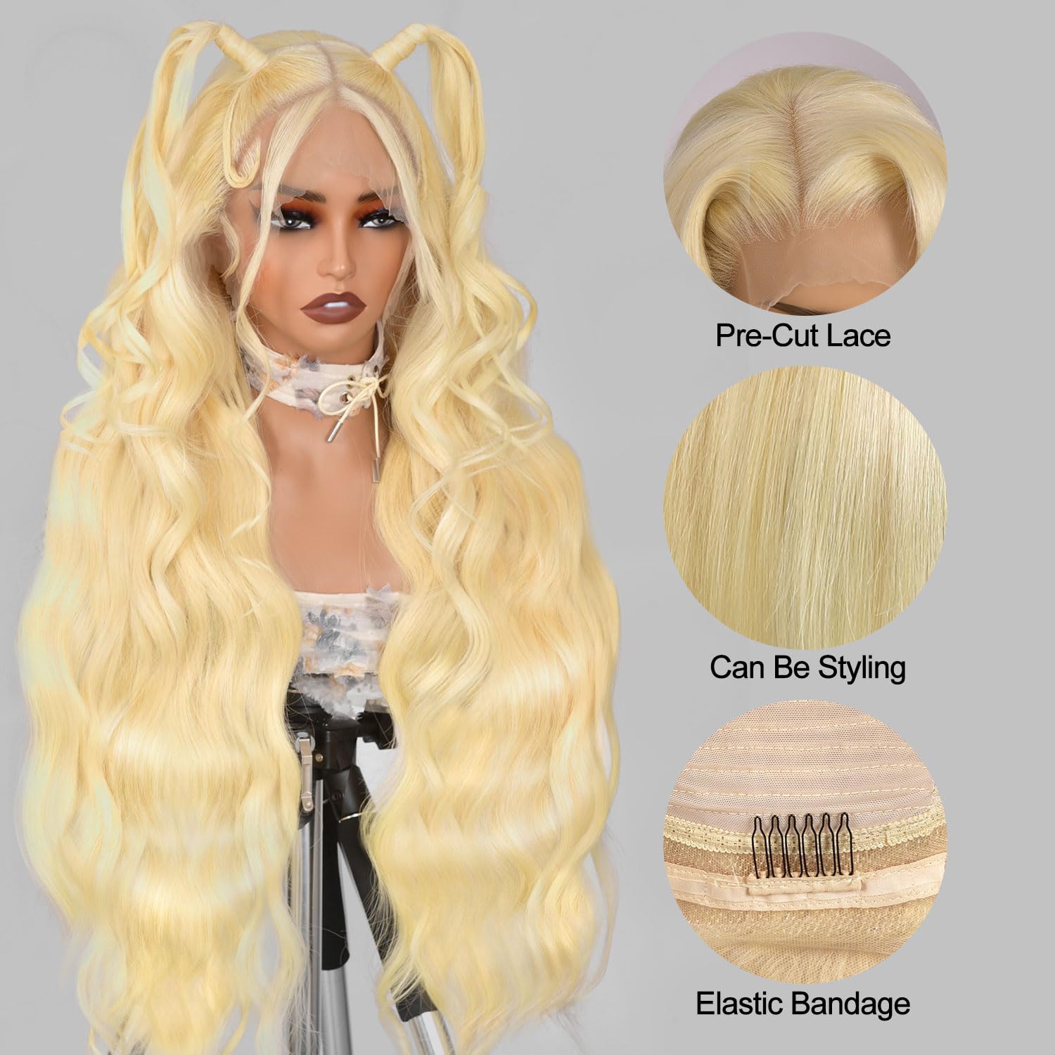 26 Inch 613 Blonde 360 Lace Front Wig Human Hair - 200% Density Body Wave Full Lace Wig with Pre Plucked Hairline & Bleached Knots | Perfect for Cosplay, Daily Wear & Special Occasions
