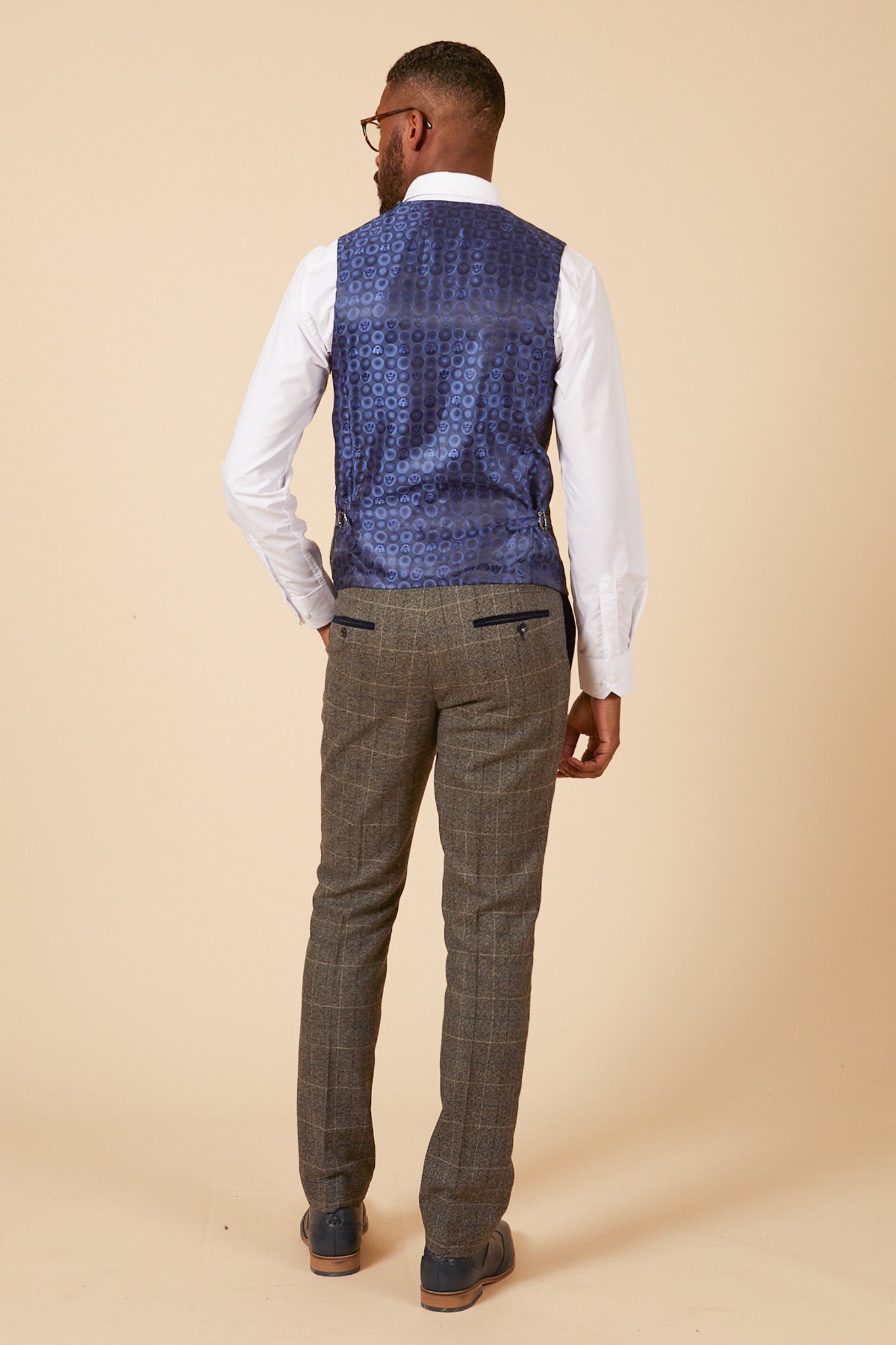 LEN SCOTT Men's Grey Tweed Check Waistcoat Vest - Formal & Casual Wear for Weddings, Office & Vintage Style Outfits