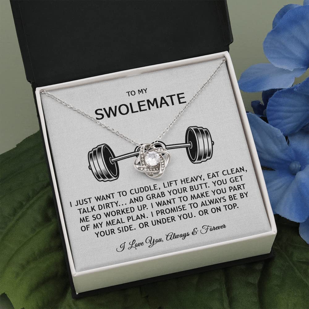 Swolemate Love Knot Necklace - Best Friend Jewelry Gift for Gym Partners
