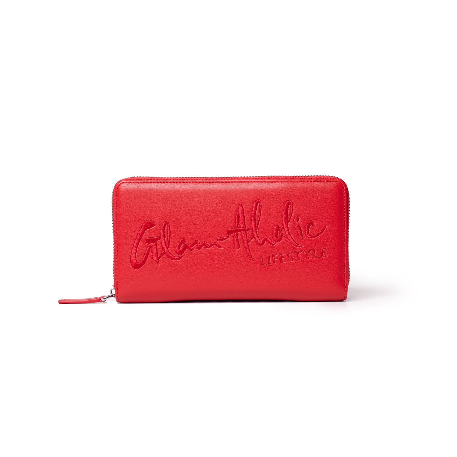 Premium Leather Standard Signature Logo Wallet - Red | Slim RFID Blocking Bifold Wallet for Men & Women | Perfect for Everyday Use, Travel & Business