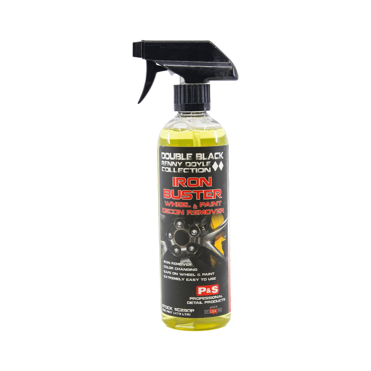 P&S Double Black Collection Iron Buster Wheel & Paint Decontamination Remover - Heavy Duty Cleaner for Car Detailing, Brake Dust Removal & Auto Paint Protection