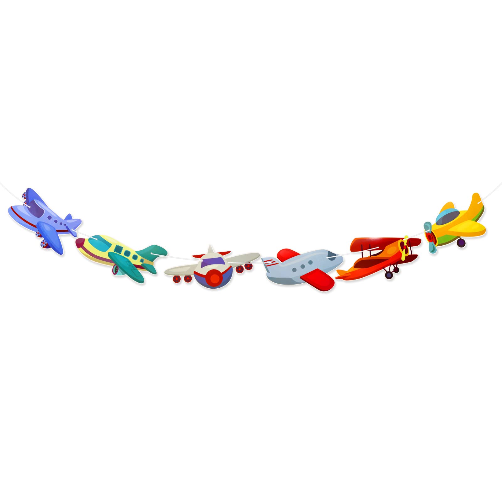 Airplane Garland Banner - Kids Birthday Party Decor, Baby Shower Supplies, Aircraft Bunting & Photo Backdrop - Pre-assembled Airplane Theme Decorations for Nursery, Boys Room & Aviation Themed Events