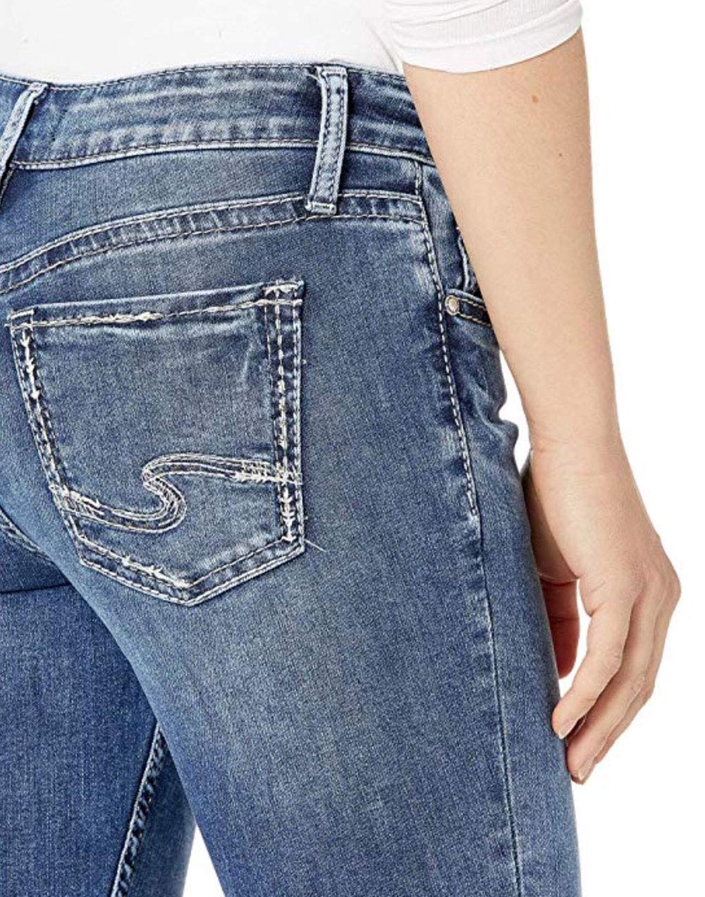 Silver Jeans Co. Women's Suki Mid Rise Skinny Jeans - Classic Stretch Denim Pants for Everyday Wear | Perfect for Work, Casual Outings & Date Nights