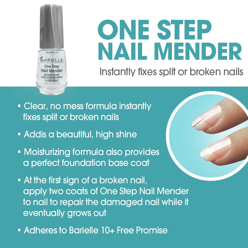 Barielle One Step Nail Mender & Strengthener Set - 2-Piece Nail Repair Kit with 1oz Nail Strengthener | Fast Fix for Broken Nails, Split Nails & Weak Nails | Perfect for Home Manicures & Nail Care Routine