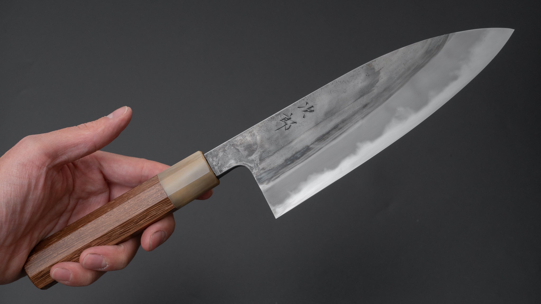 Premium Jiro Tsuchime Wa Santoku Knife 180mm - Japanese High Carbon Steel Blade with Taihei Tagayasan Wood Handle (#524) - Perfect for Sushi, Vegetables & Meat Cutting in Professional Kitchens & Home Cooking