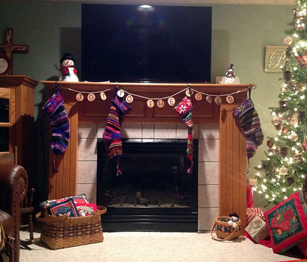 Fair Trade Organic Handknit Wool Christmas Stockings - Eco-Friendly Holiday Decor, Keepsake Quality, Blue Christmas Tree Design - Perfect for Fireplace Mantel, Gift Exchange & Festive Home Decor