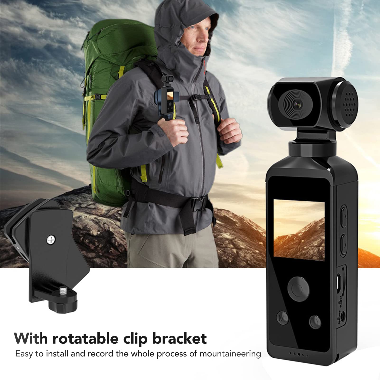 4K HD Pocket Action Camera with 270° Rotatable Lens & Anti-Shaking - Compact Waterproof Video Camera for Outdoor Sports, Riding, Diving, Vlogging & Adventure Shooting