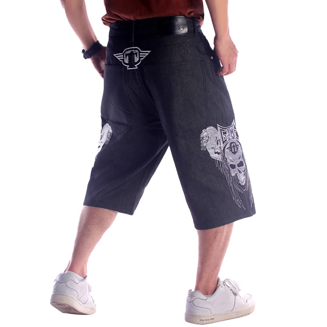 XYGJZ Men's Baggy Jean Shorts with Embroidery - Loose Comfortable Denim Shorts for Skateboarding | Casual Summer Wear & Street Style Outfits