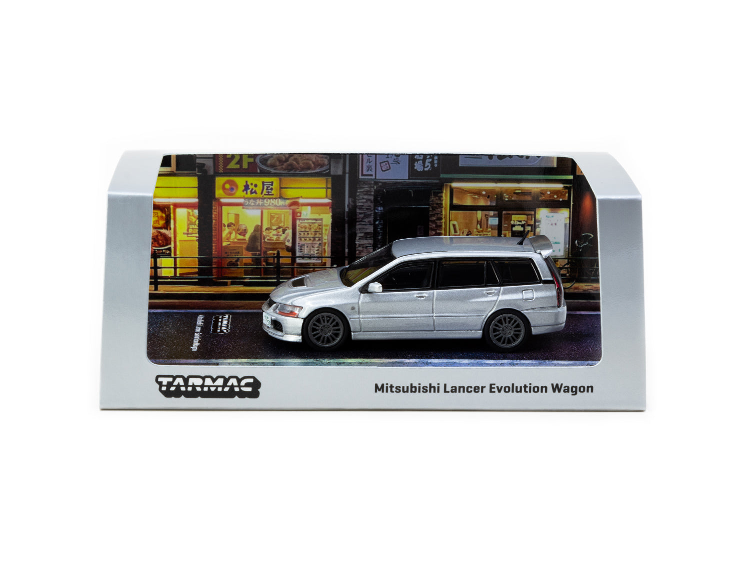 Tarmac Works 1/64 Scale Mitsubishi Lancer Evolution Wagon Diecast Model Car - Silver (ROAD64) | Collectible Miniature Vehicle for Display, Racing Games & Car Enthusiasts