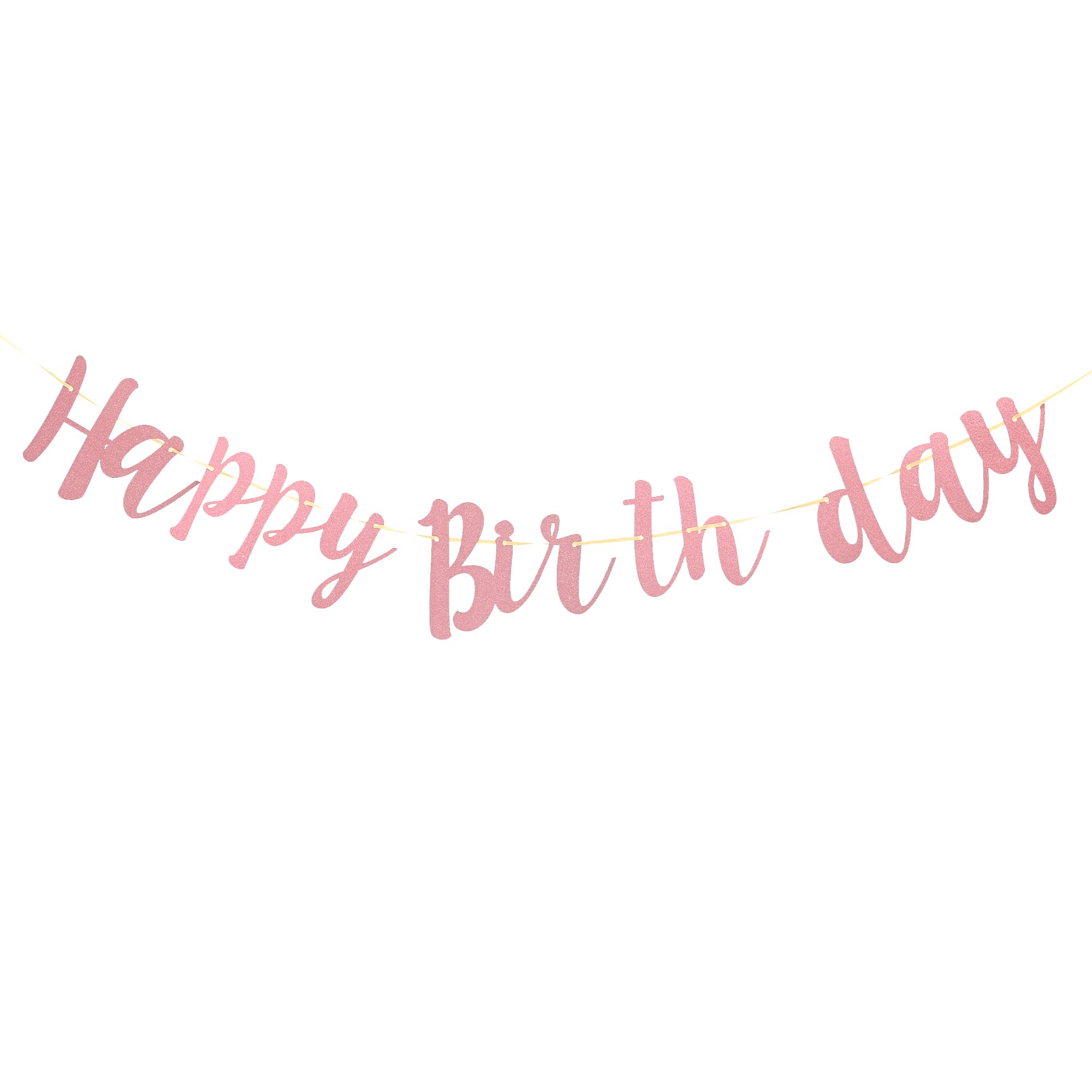 Rose Gold Glitter Happy Birthday Banner Garland - Party Decorations & Supplies for Birthday Celebrations, Baby Showers, Weddings & Special Events