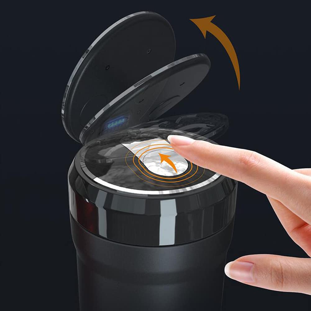 Smokeless Car Ashtray with Lid & Blue LED Light - Portable Cigarette Cup Holder, Detachable Car Decor for Home Office Travel - Perfect for Road Trips, Camping & Outdoor Adventures