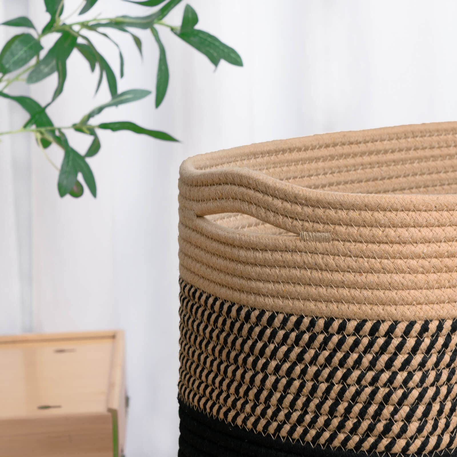 Goodpick Woven Rope Storage Baskets Set of 3 - Organizer Bins for Books, Toys, Towels | Shelf, Closet & Nursery Organization | Decorative Medium Cube Baskets in Black | Perfect for Home, Office & Kids Room Storage