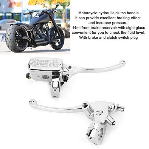 Universal Motorcycle Hydraulic Brake Clutch Master Cylinder Lever Assembly - Silver 1in Handlebar Compatible for Most Motorcycles - Perfect for Street Bikes, Cruisers & Off-Road Adventures