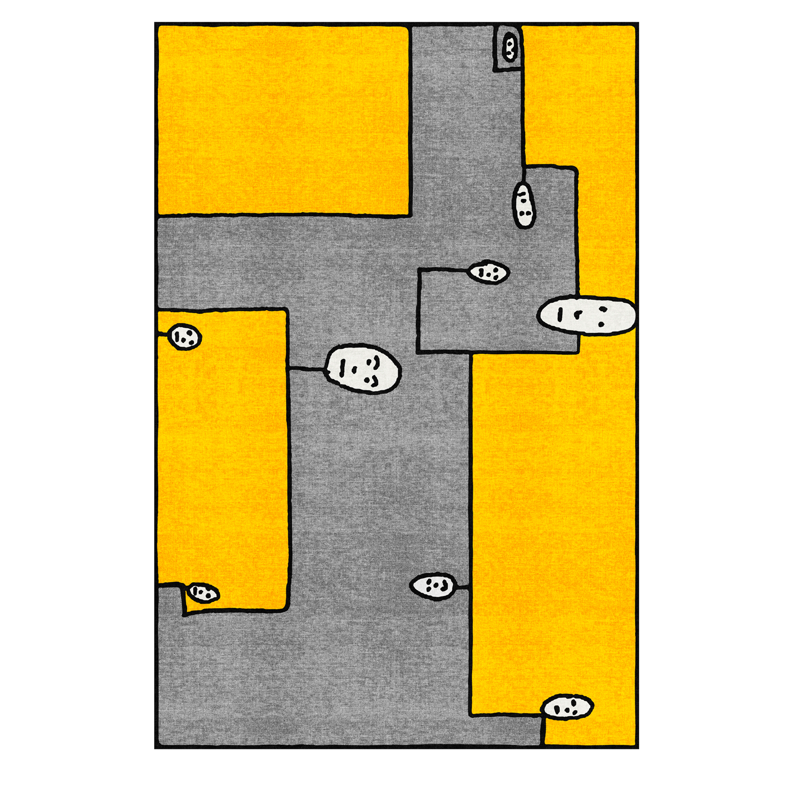 Qeeboo Yellow Rectangular Dog Carpet - Soft & Durable Pet Mat for Living Room, Bedroom, or Kennel Use