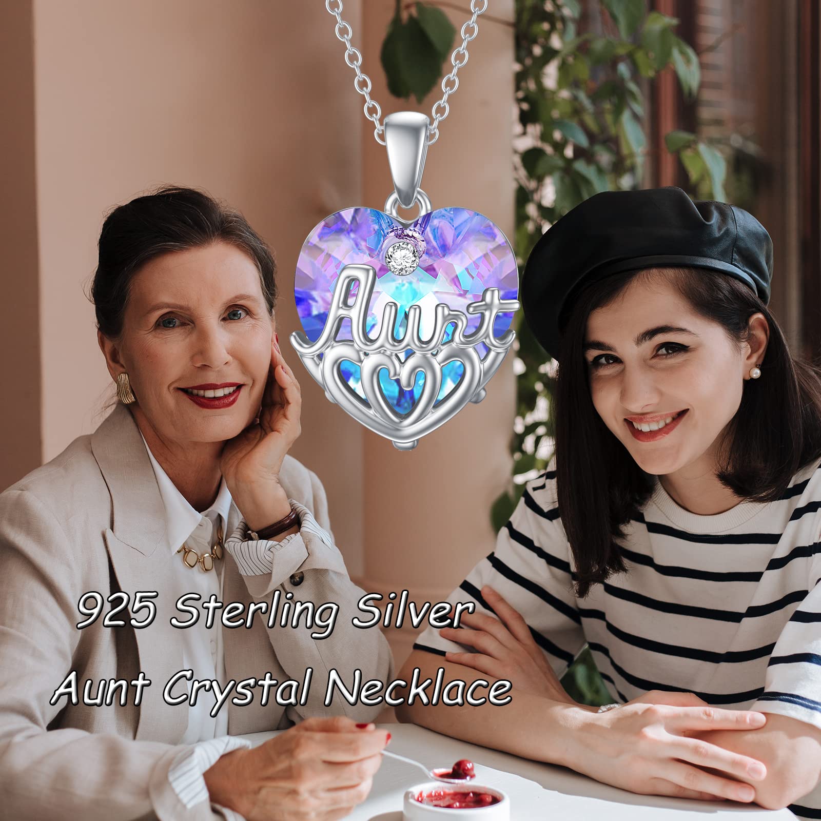 925 Sterling Silver Heart Crystal Necklace for Women - Elegant Aunt & Niece Jewelry Set, Perfect Birthday Gift for Her, Girls, Auntie & Niece | Ideal for Special Occasions, Family Bonding & Heartfelt Gifts