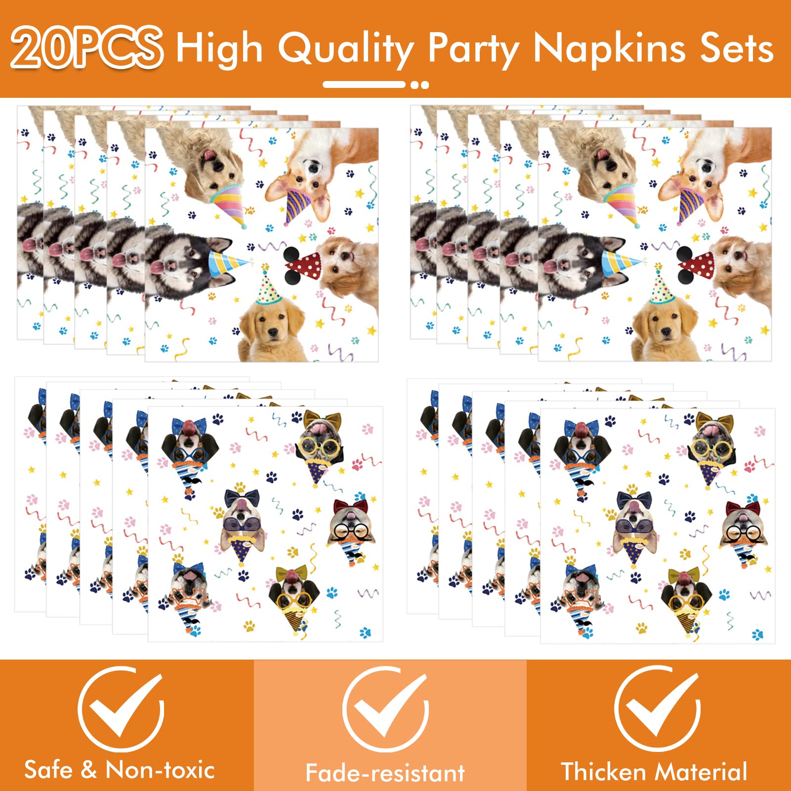 41-Piece Dog Birthday Party Supplies Set - 20 Plates, 20 Napkins & 1 Tablecloth for Puppy Themed Decorations | Perfect for Kids Birthday Parties, Pet Celebrations & Dog-Themed Events