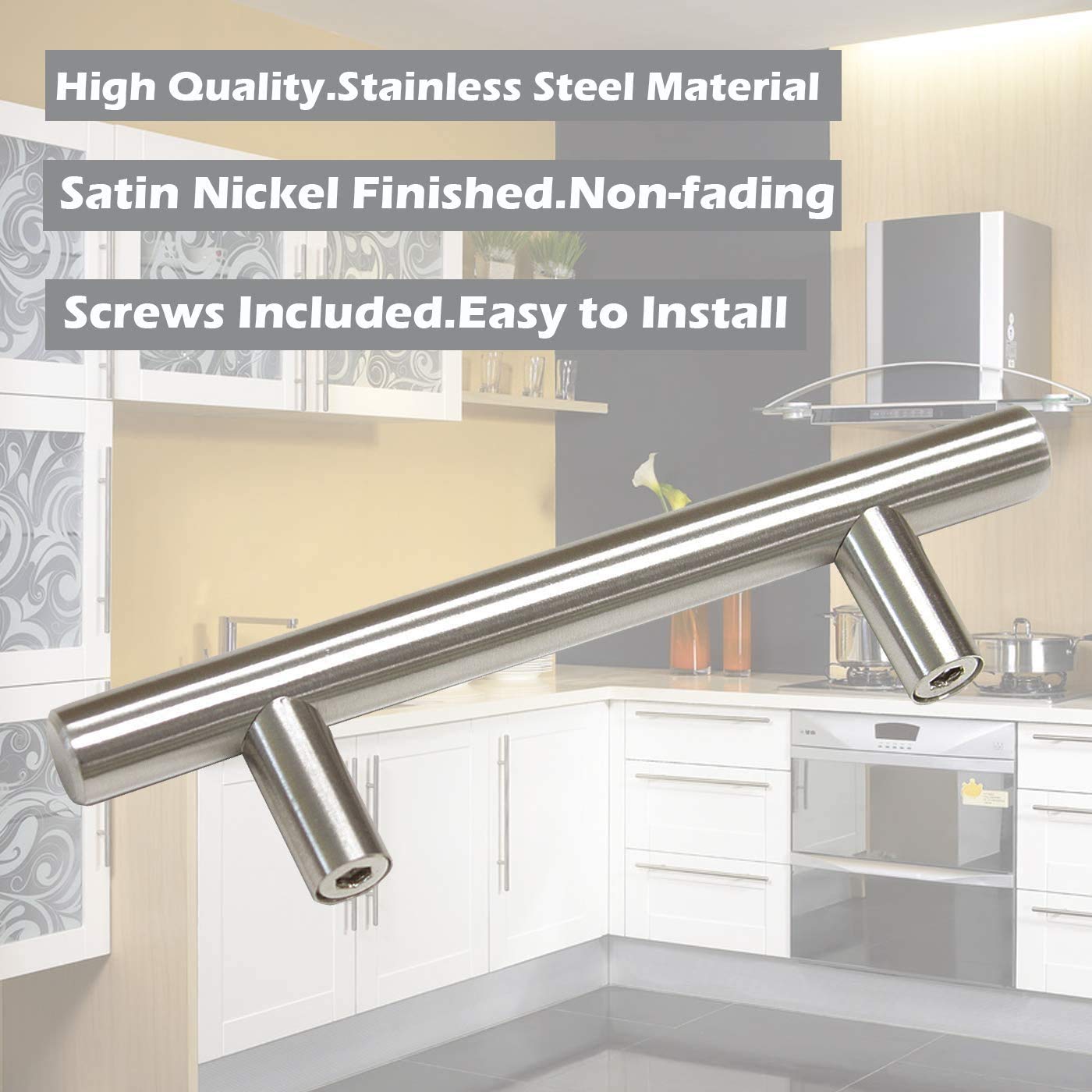 Gobrico 15 Pack Brushed Nickel Cabinet Pulls - 3-1/2