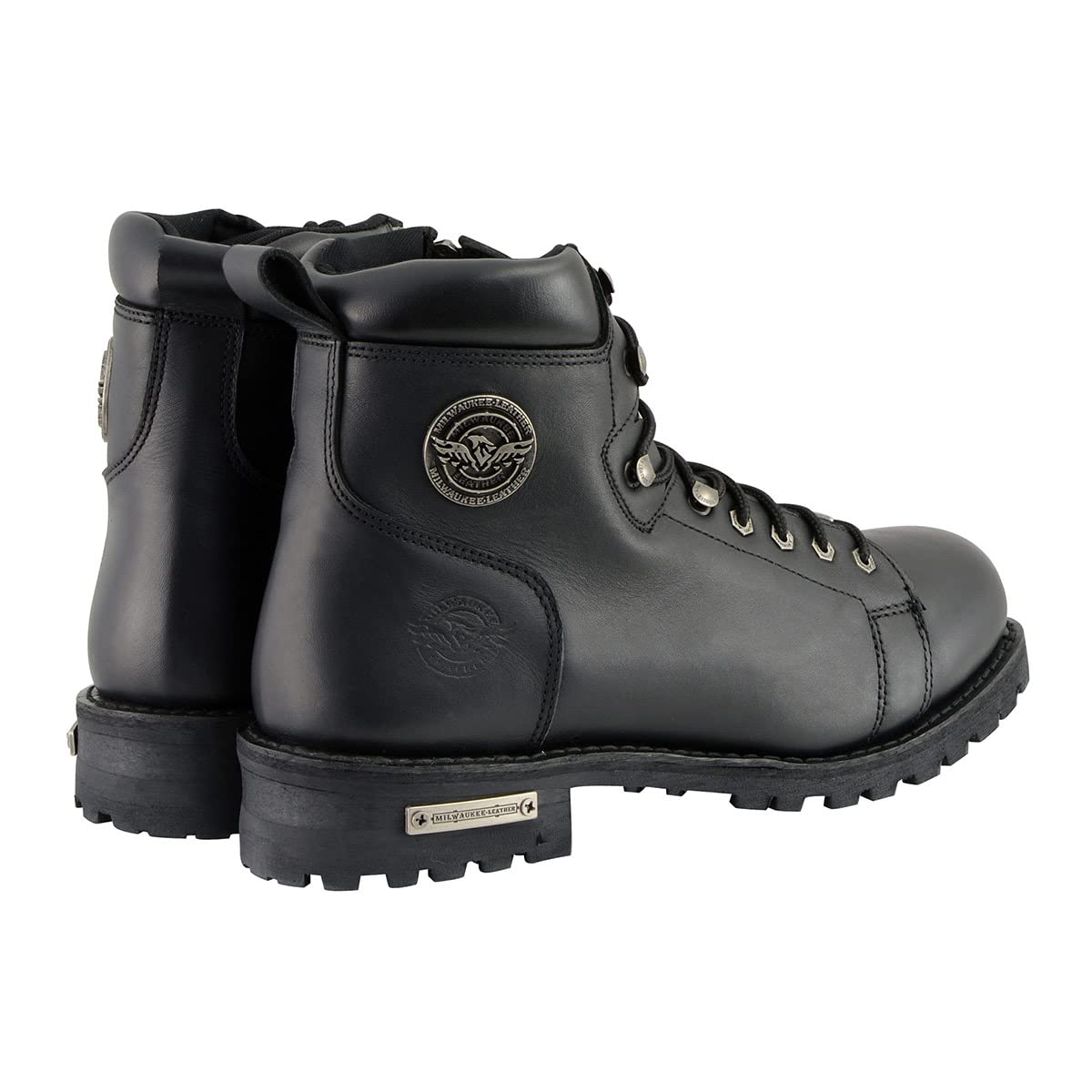 Milwaukee Leather Men's Black Leather Motorcycle Boots - Lace-Up & Side Zipper for Riding Comfort (MBM100-8) | Durable Biker Footwear for Cruising, Touring & Daily Commute