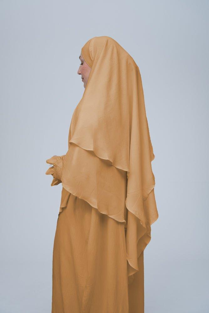 Premium Khaki Prayer Gown for Umrah & Salah - Modest Islamic Prayer Dress for Women, Comfortable & Breathable Fabric for Hajj, Mosque & Home Worship