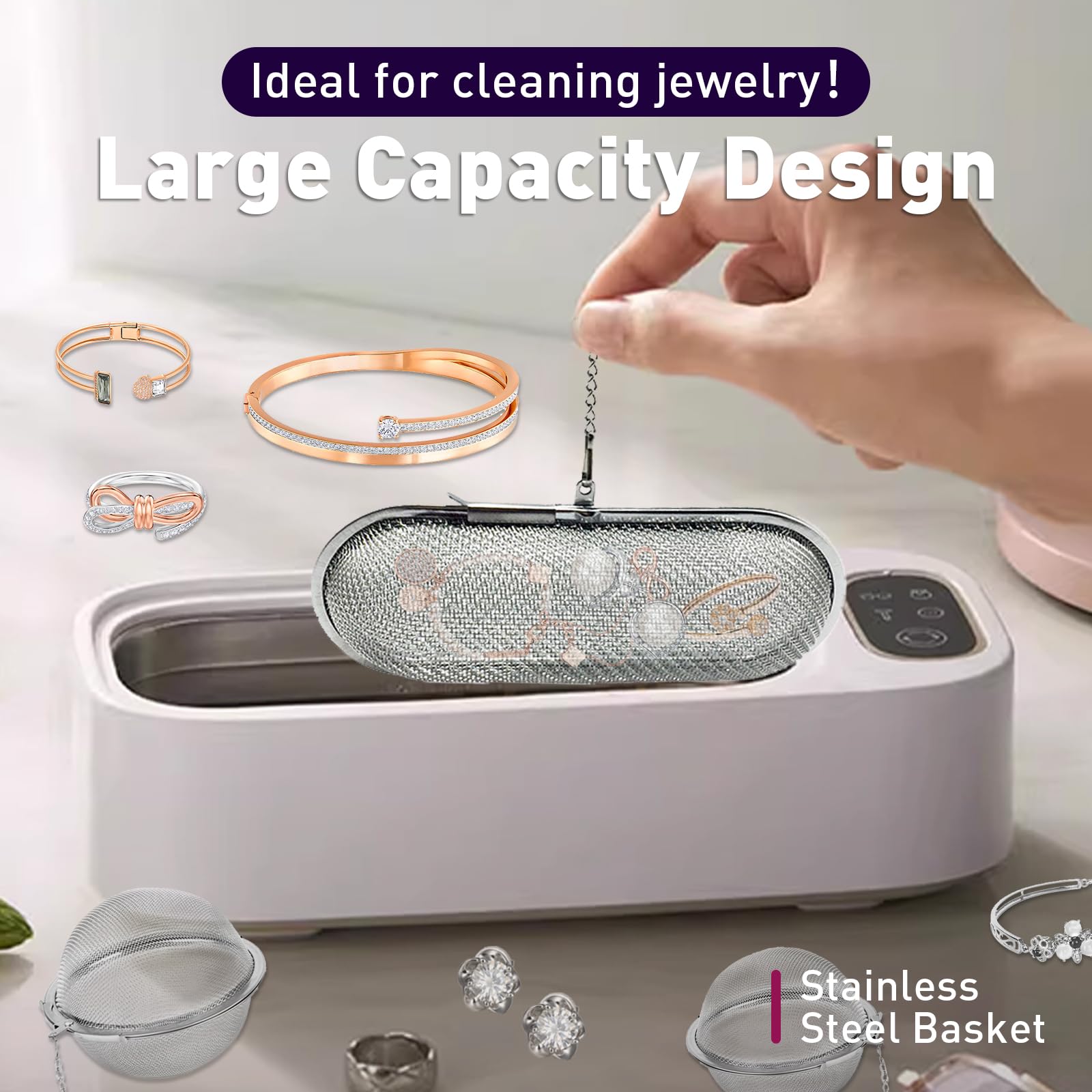 3-Pack Stainless Steel Parts Washer Basket for Ultrasonic Jewelry Cleaning - Durable Small Parts Organizer for Jewelry, Watches & Eyeglasses - Perfect for Home & Professional Use