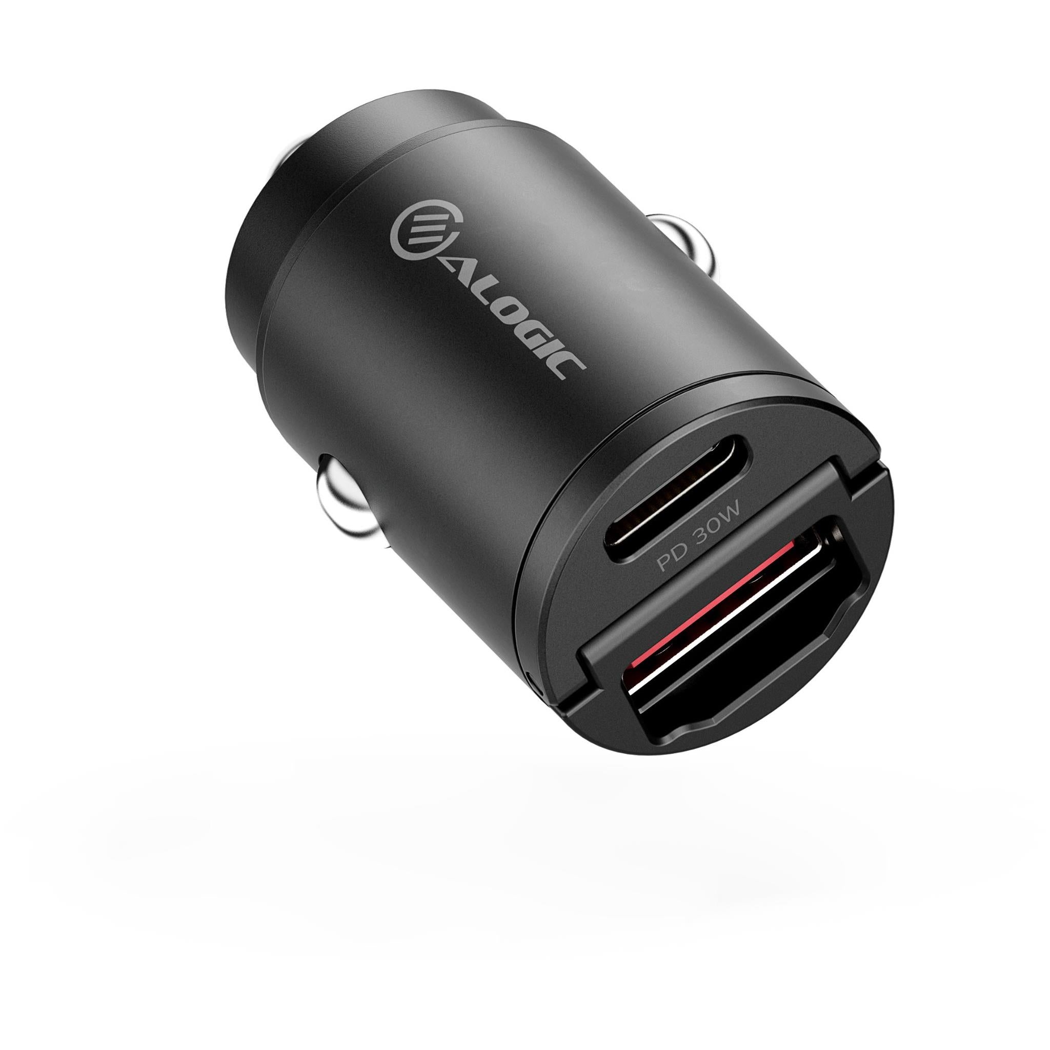 ALOGIC 30W USB C/A Fast Car Charger - Dual Port Rapid Power Adapter for iPhone, Samsung, iPad - Perfect for Road Trips & Commuting