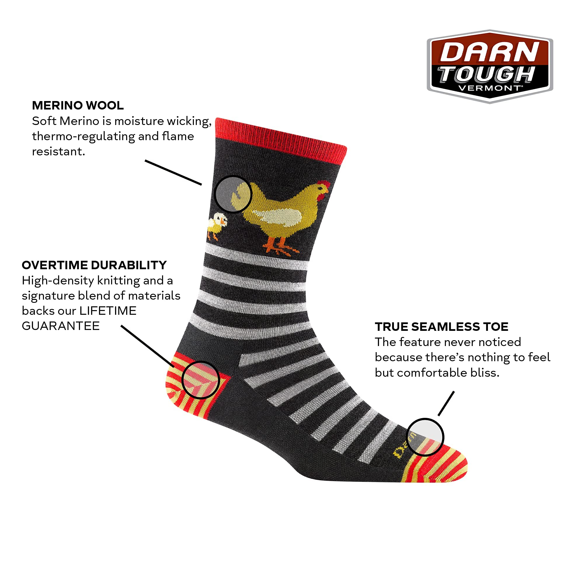 Darn Tough Vermont Animal Haus Crew Lightweight Women's Merino Wool Socks - Style 6037 - Soft, Breathable & Durable Hiking, Running & Everyday Wear Socks for Women