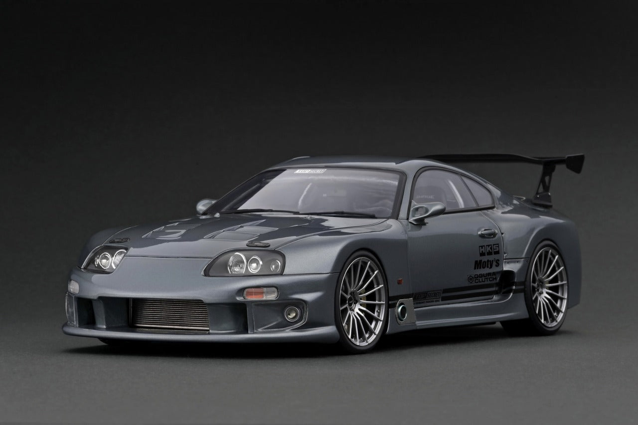 1:18 Scale Toyota Supra JZA80 Top Secret GT300 Diecast Model Car - Gun Metallic Finish - Collector's Edition for Display & Racing Enthusiasts - Perfect for Home Office Decor, Car Shows & Gift Giving