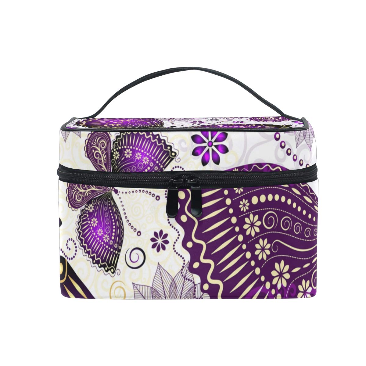 VIKKO Chic Purple Violet Butterfly Flowers Cosmetic Bag - Large Capacity Waterproof Makeup Organizer for Women | Travel Toiletry Case, Perfect for Vacation, Gym & Daily Use