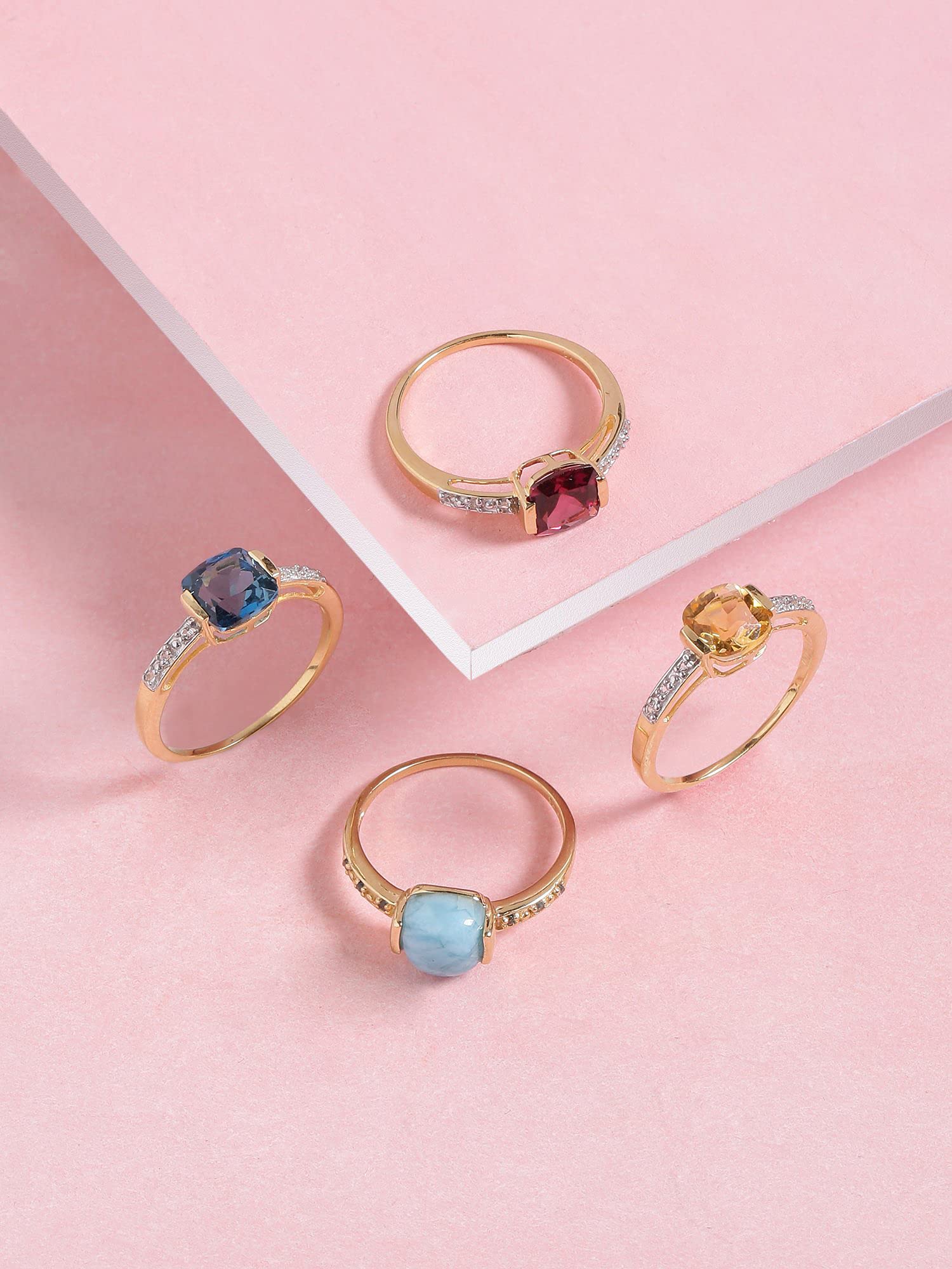 10K Yellow Gold Citrine & London Blue Topaz Gemstone Ring for Women - Elegant Birthstone & Engagement Jewelry - Sizes 6-10 - Perfect for Anniversaries, Valentine's Day & Special Occasions