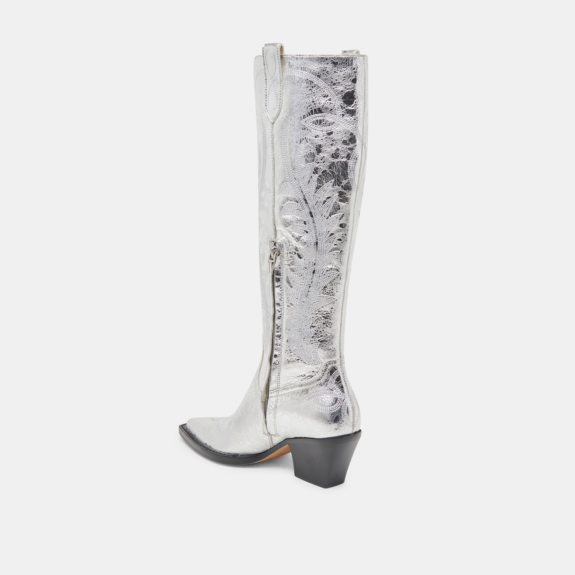 RYATT Distressed Silver Leather Boots for Women - Stylish & Comfortable Western Cowboy Boots for Riding, Parties & Everyday Wear