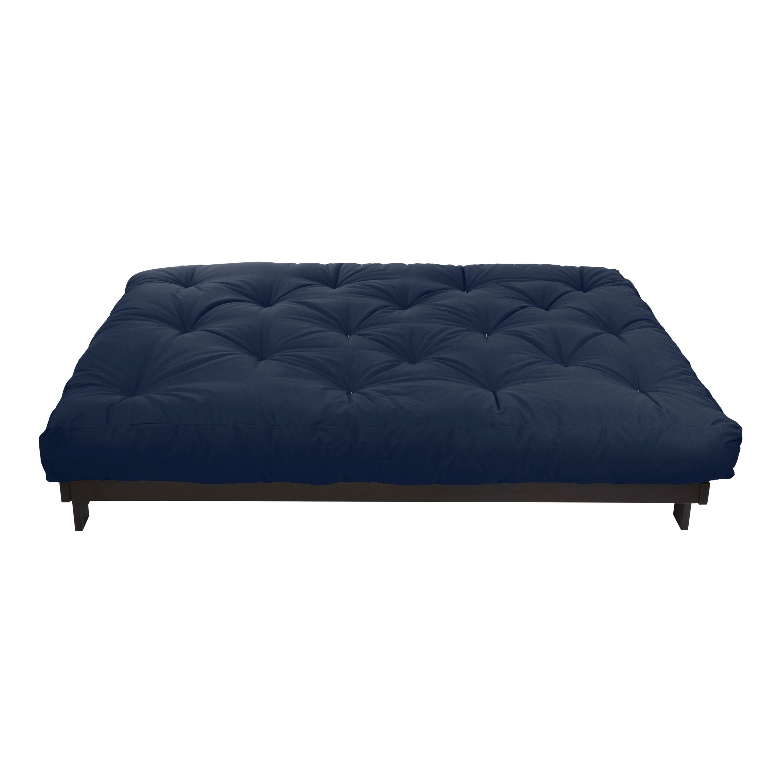 Mozaic Queen Size 6-inch Cotton Twill Futon Mattress in Navy Blue | Comfortable & Durable Sofa Bed Mattress for Guest Room, Dorm, or Small Space