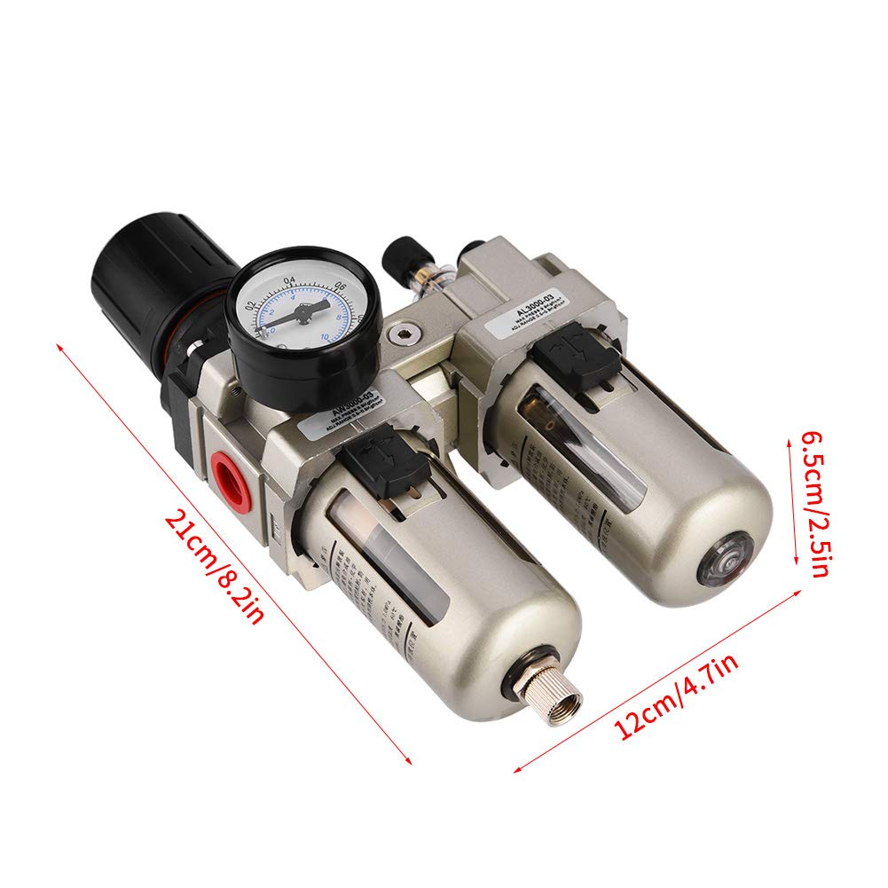 AC3010-03 Aluminum Alloy Compressed Air Filter Pressure Regulator Combo with Gauge 3/8
