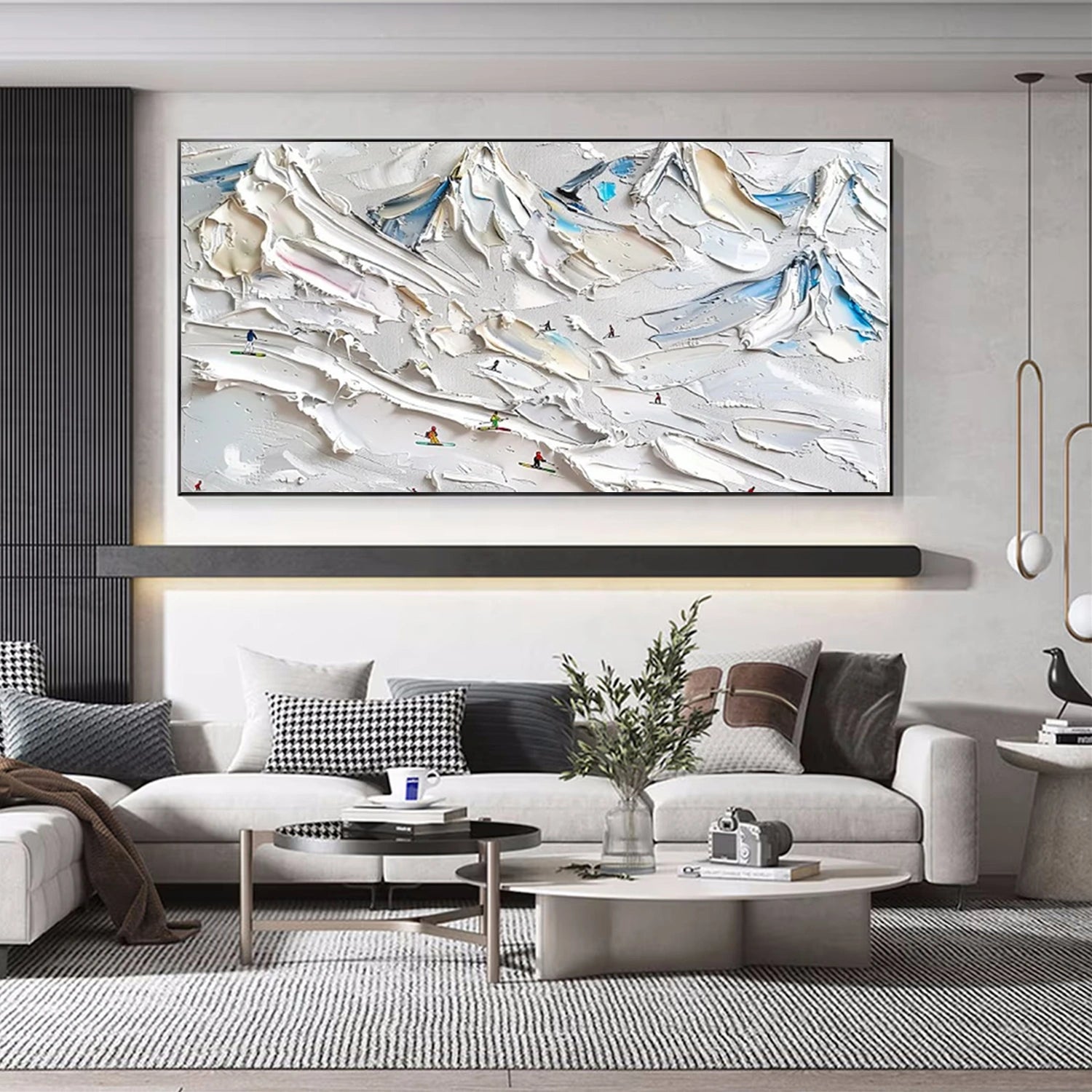 SP054 Textured Skiing Sport Art Painting Canvas - Perfect for Home Decor, Office Wall Art & Winter Sports Enthusiasts