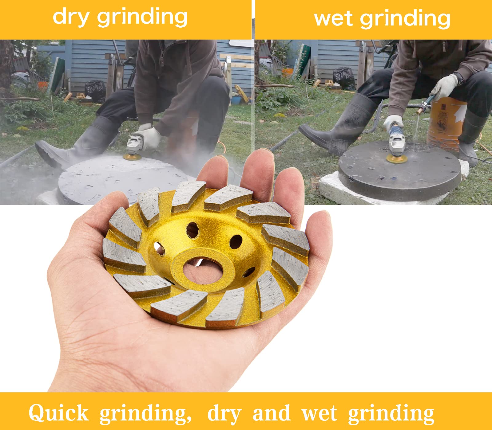 4 Inch Concrete Grinding Wheel - 6Pcs Turbo Diamond Cup Wheels for Angle Grinder, Granite, Marble, Masonry & Stone | 12 Segs Heavy Duty | Perfect for Surface Preparation, Polishing & Renovation Projects