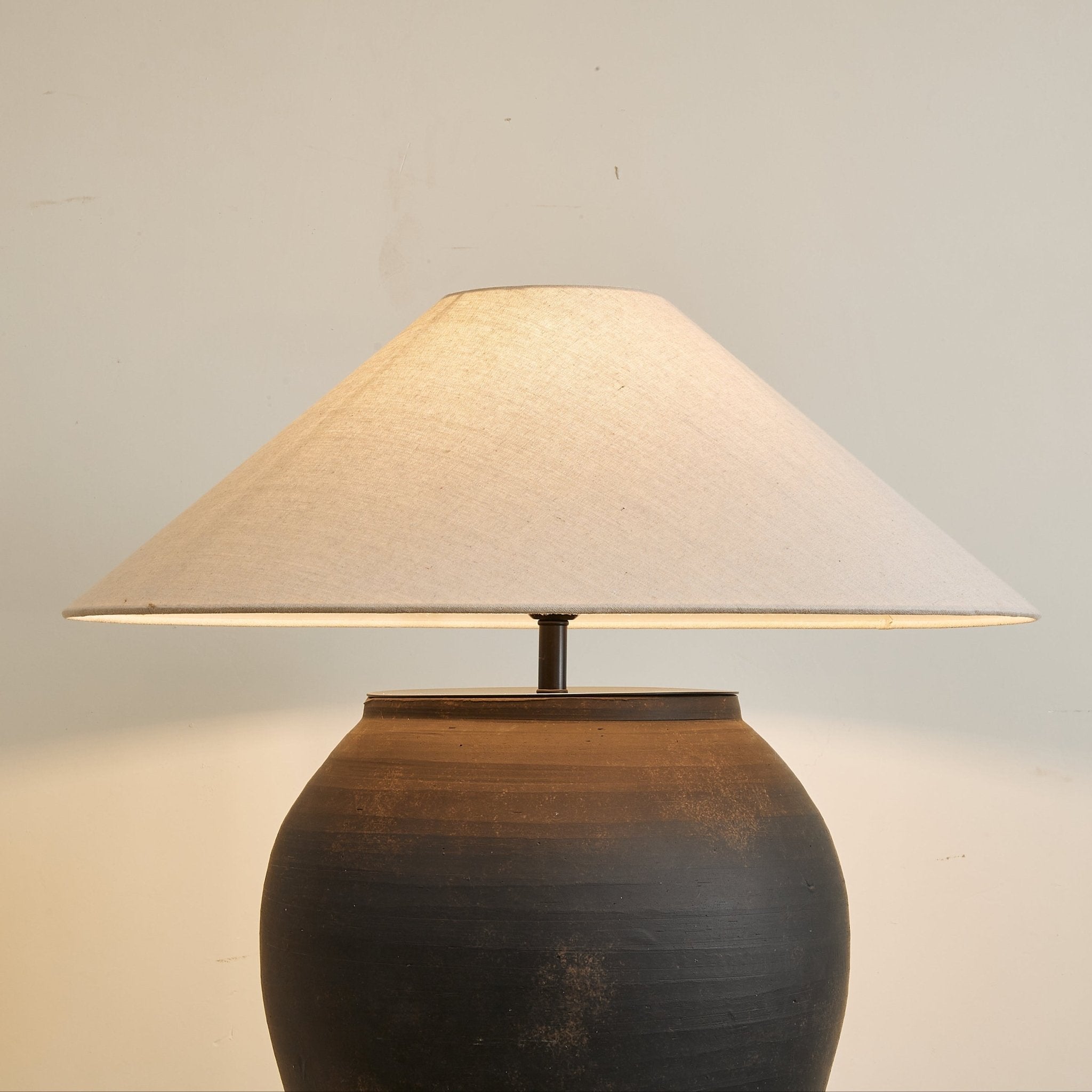 Noira Terracotta Table Lamp - Handmade Ceramic Nightstand Lamp with Natural Earthy Texture, Perfect for Bedroom, Living Room & Office Decor