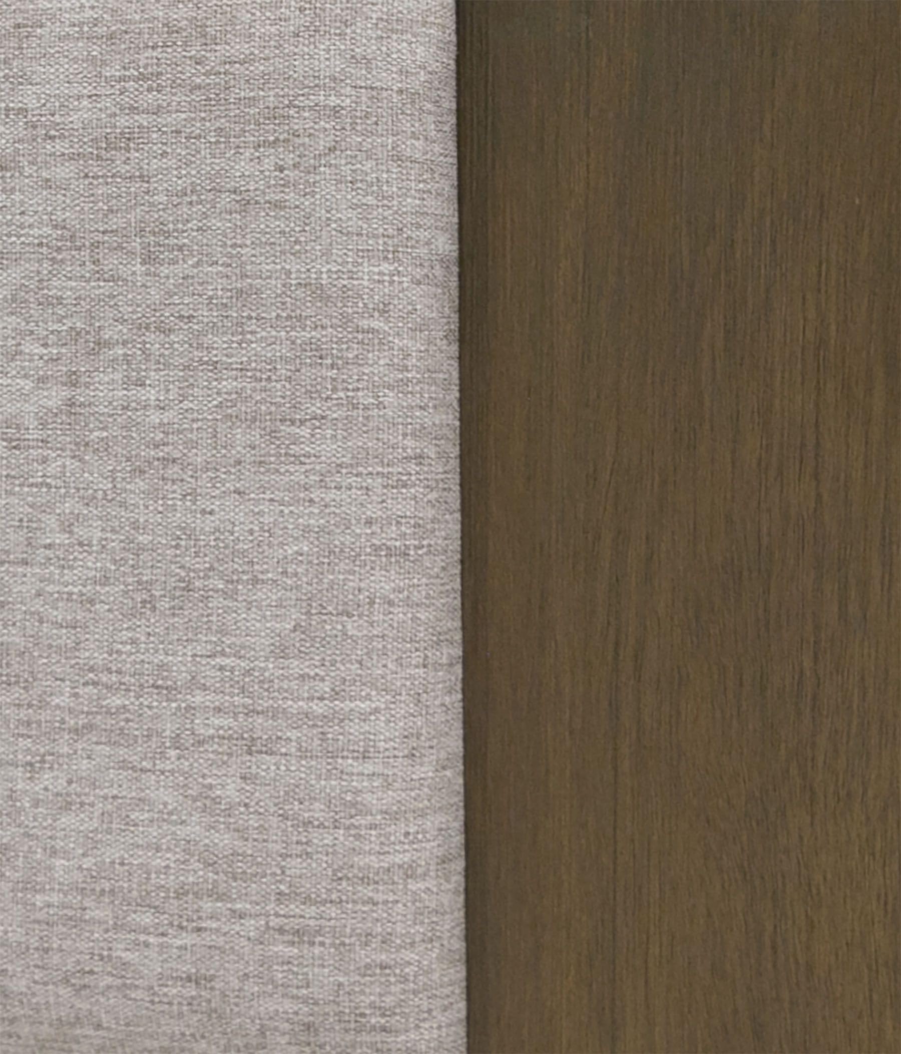 Gerda Collection Contemporary Solid Acacia Wood Veneer King Bed & 2 Nightstands 3-Piece Set - Light Walnut & Light Gray Polyester Upholstery | Perfect for Modern Master Bedrooms & Guest Rooms