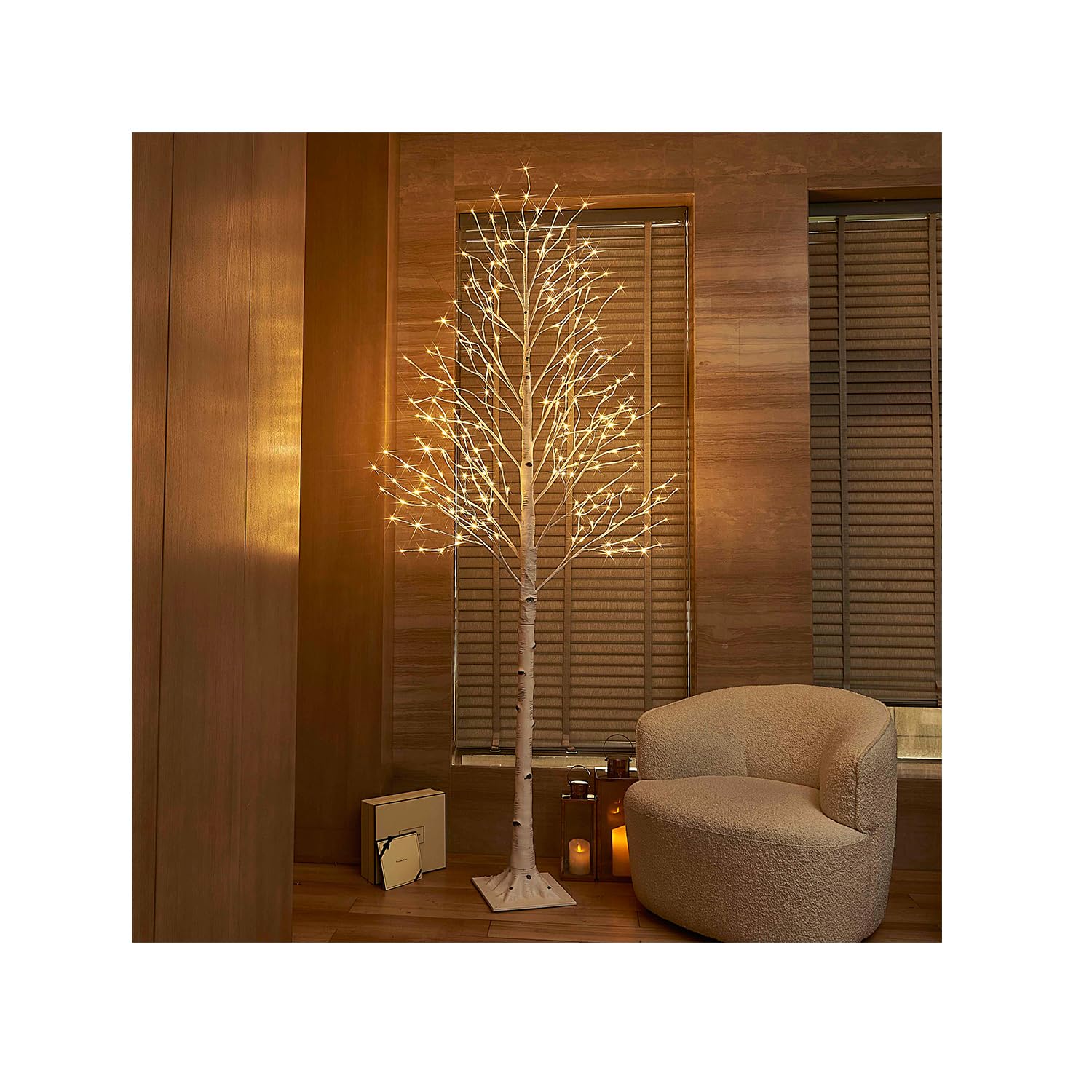 8FT Lighted Birch Tree with 240 Warm White LED Lights - Indoor/Outdoor Decorative Twig Tree for Wedding, Party, Christmas (Perfect for Living Room, Garden, Patio Decor)