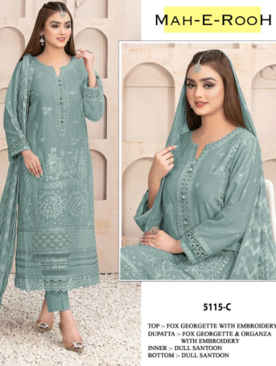 Mehrooh Bridal Embroidery Georgette Salwar Suit - Elegant Indian Wedding Outfit for Women | Perfect for Bridal Shower, Mehendi & Reception Ceremonies