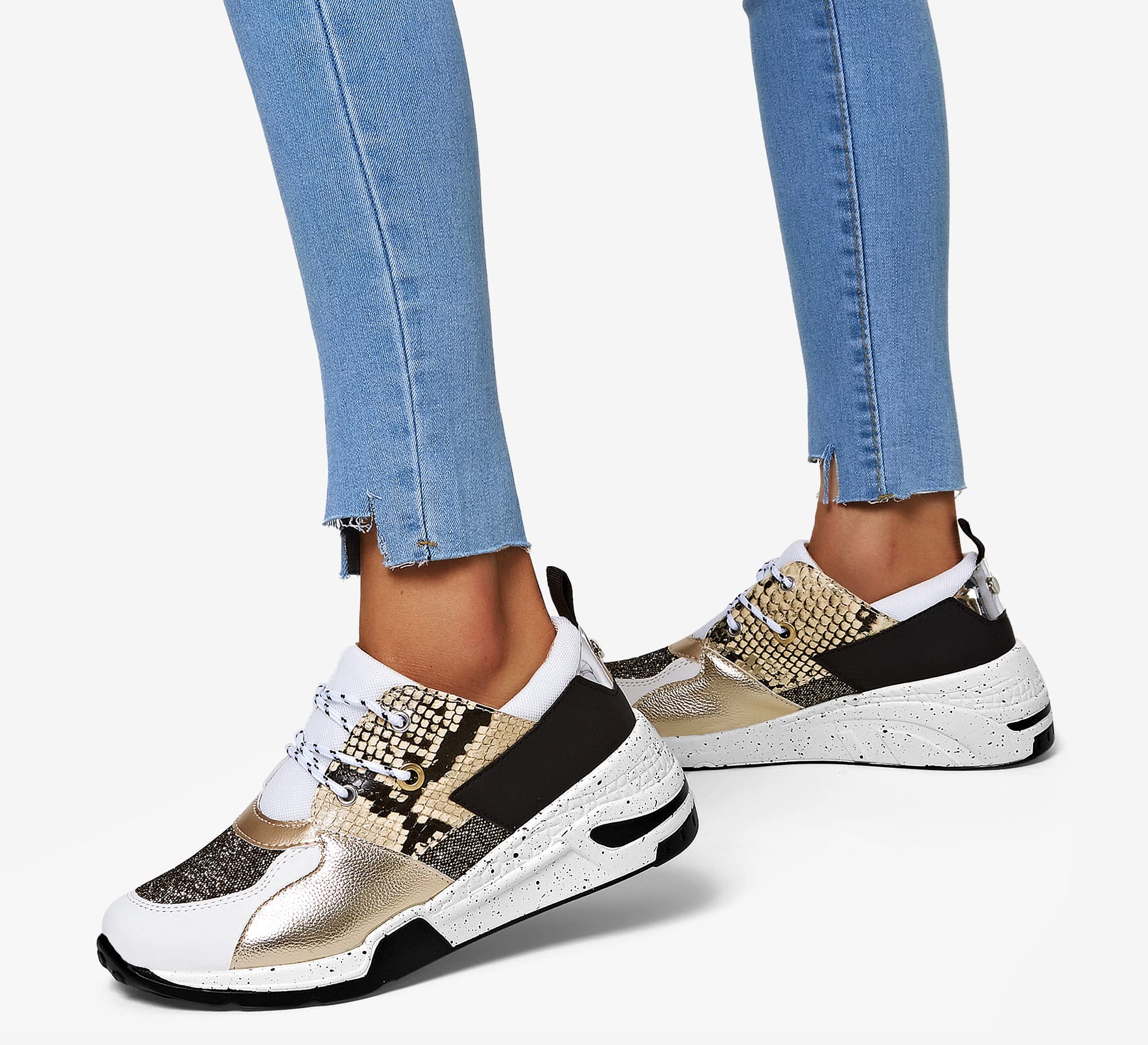 LUCKY STEP Women's High Heel Wedge Sneakers - Retro Platform Casual Shoes with Lace Up Design for Fashion & Comfort | Perfect for Office, Dating, and Night Out