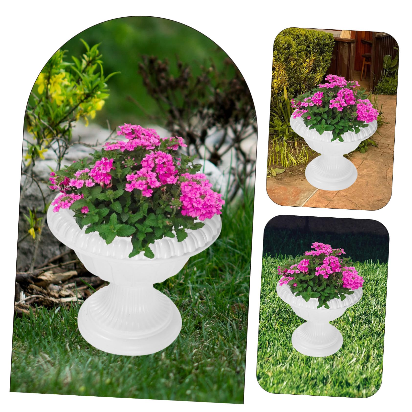 4pcs Roman Style Flower Vase Set - White Plastic Garden Urn Planters for Front Porch, Table Centerpiece & Outdoor Decor | Wedding, Patio & Home Decoration