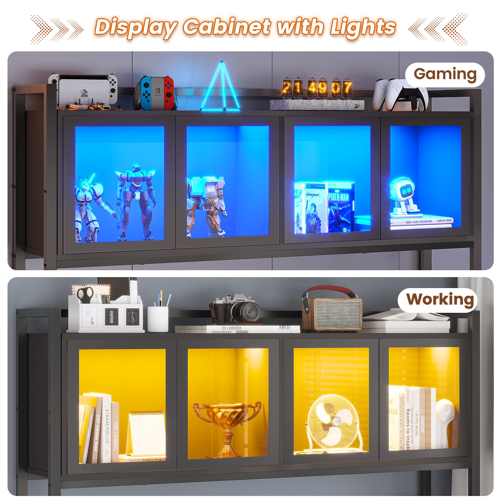 SEDETA L-Shaped Gaming Desk with Drawers, Hutch & Storage Shelves - Black Corner Computer Desk with Pegboard, LED Lights & Power Outlet for Home Office | Perfect for Gaming Setup, Workstation & Small Space Organization