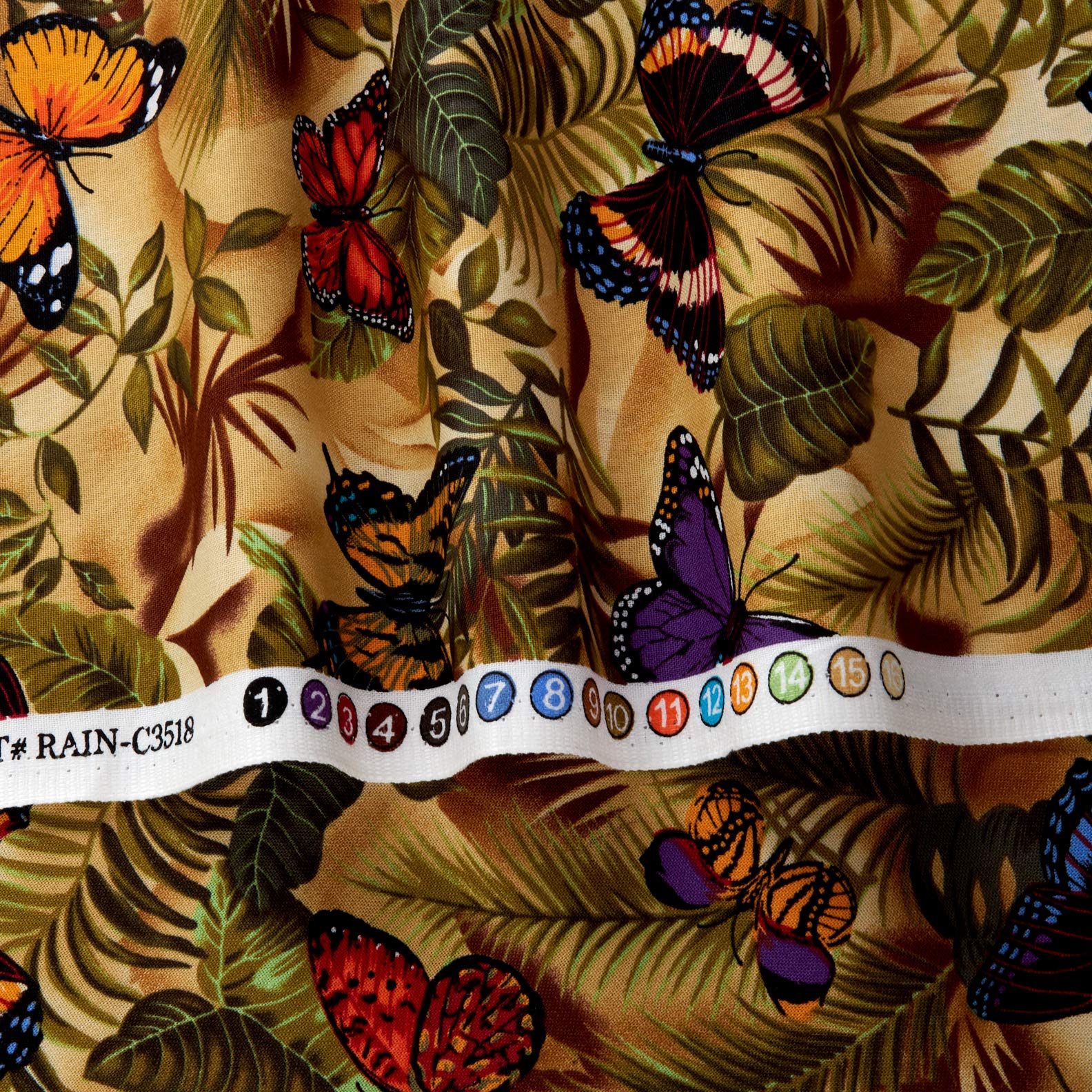 Timeless Treasures Rain Butterfly Neutral Fabric by the Yard - Premium Cotton Material for Quilting, Dressmaking & Home Decor Projects