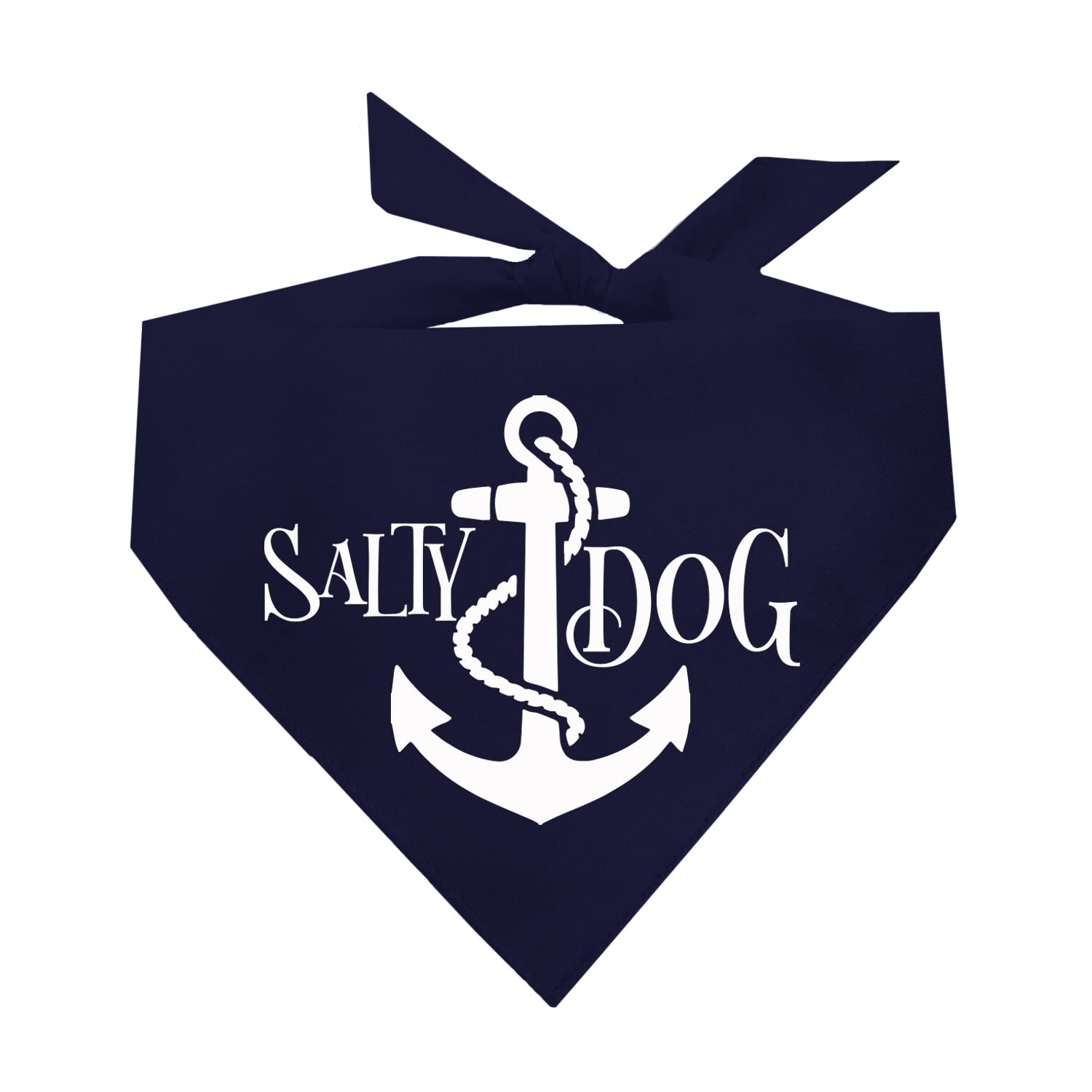 Salty Dog Beach Dog Anchor Dog Bandana - 100% Cotton Navy Blue One Size Adjustable for Dogs - Perfect for Beach Outings, Boating & Summer Adventures