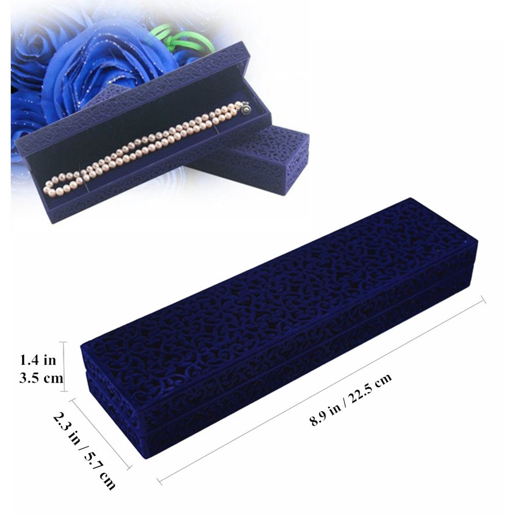 Velvet Jewelry Box for Necklace & Bracelet Storage - Gift Display Case for Long Chains