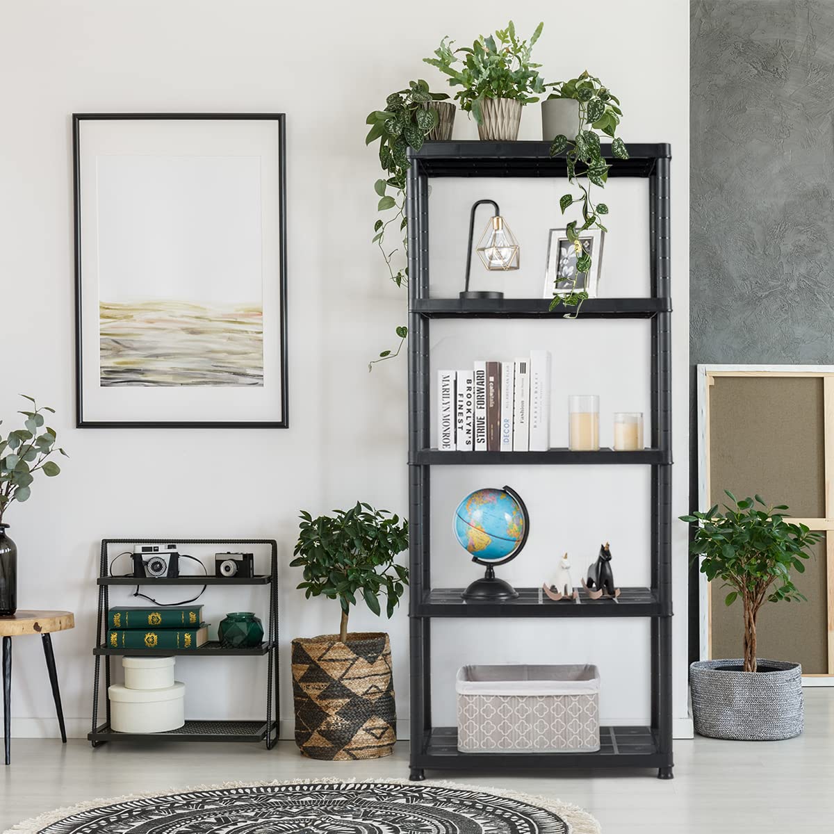 Julimoon 5-Tier Heavy Duty Storage Shelf - Free Standing Metal Shelving Unit for Home Office, Dorm, Garage & Closet Organization (28