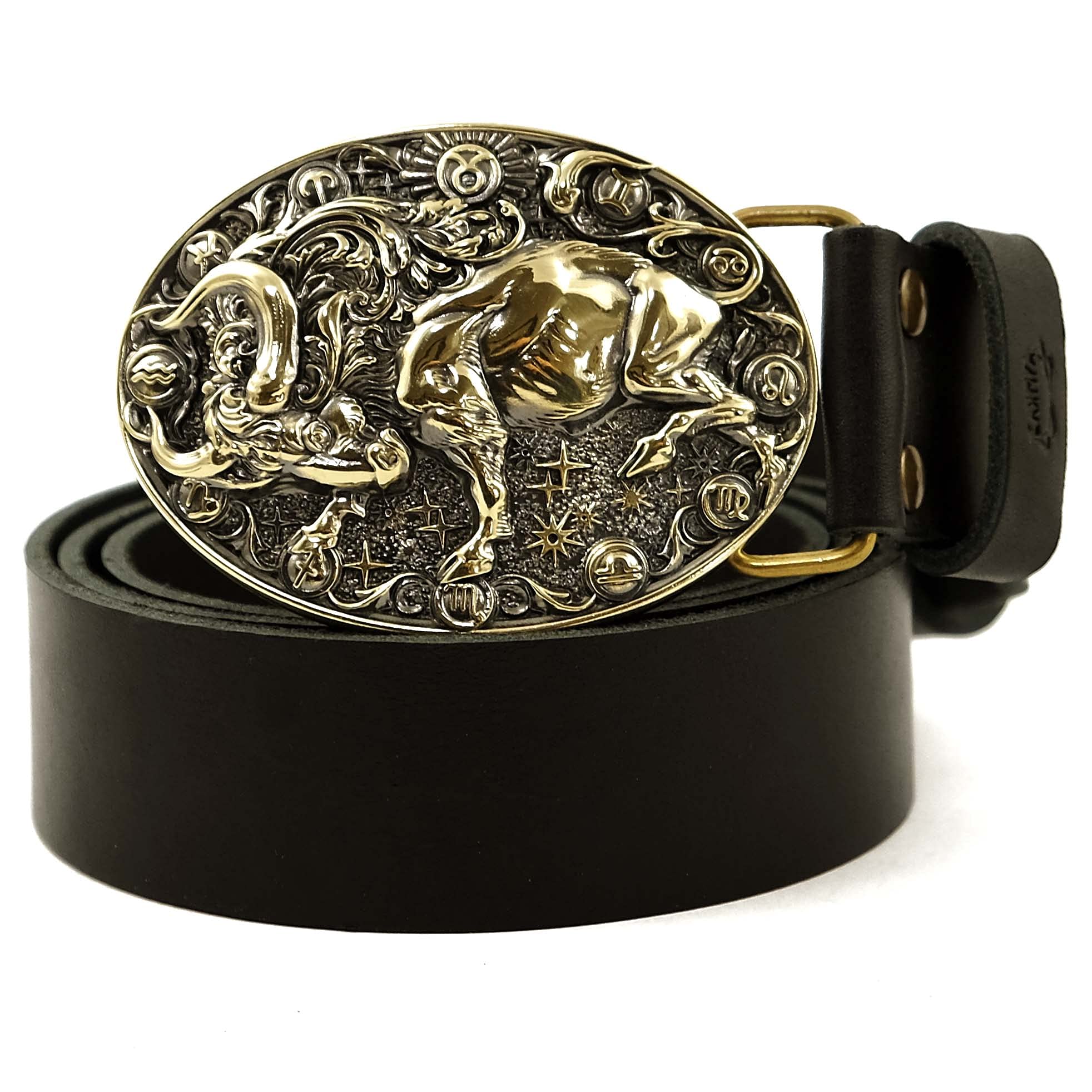 Taurus Zodiac Sign Belt Buckle - Solid Brass Bull Horoscope Buckle for Men & Women - Astrological Jewelry Gift Box - Perfect for Birthday, Anniversary & Western Fashion Accessories