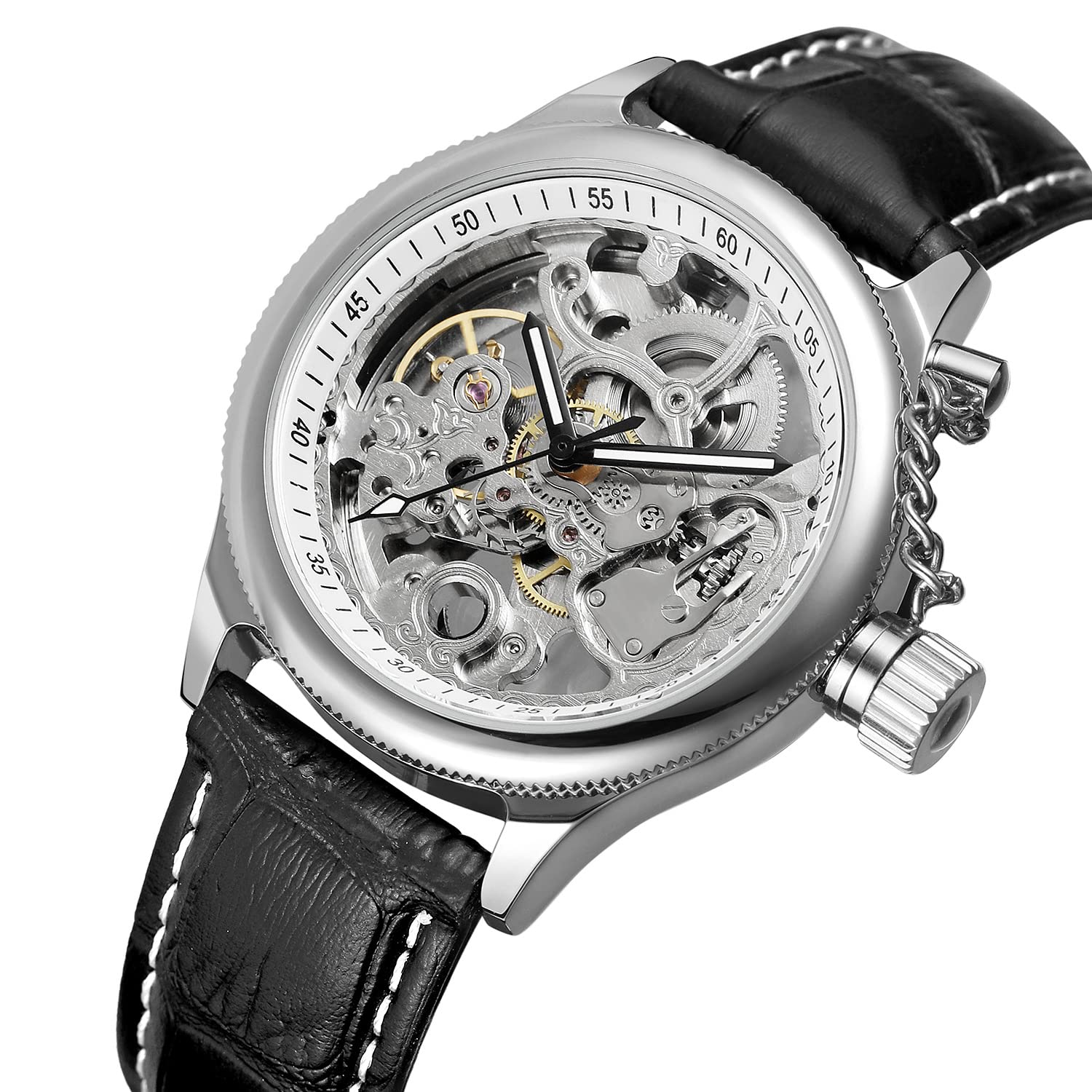 Gosasa Unique Men's Automatic Watch - Transparent Skeleton Dial, Stainless Steel Case, Waterproof - Perfect for Business, Casual & Formal Occasions